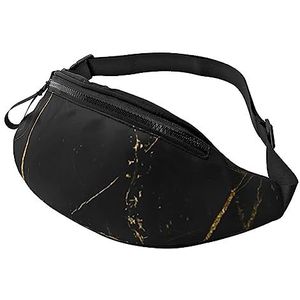 HSJFS De Eiffeltoren en een Fiets bedrukte Sport Crossbody Heuptas Casual Borsttas, Zwart Goud Marmer, Eén maat