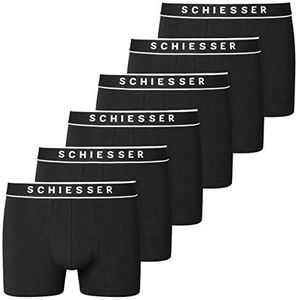 Schiesser, heren, 6-delige voordeelverpakking, 95/5 organisch katoen, retroslips/boxershort, zonder gulp, katoen, zachte tailleband, 6 x zwart., XXL