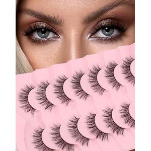 Dramatische lange dikke faux nerts wimpers pack pluizige 3D volume oog nep wimpers 7 paar volledige gekruiste grote wimpers pack DJ-31