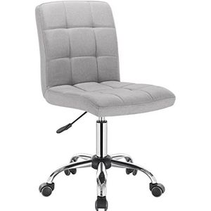 eSituro Bureaustoel ergonomisch, in hoogte verstelbaar, draaistoel met wieltjes, bureaudraaistoel, voor werkkamer slaapkamer, ademende stof, lichtgrijs SOFC0209