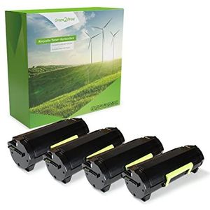 Green2Print Hoogwaardige toner 4 zwarte cartridges 4x 5000 Pagina's compatibel met Lexmark 51B00A0, 51B2000 Hoogwaardige toner geschikt voor Lexmark MS317DN, MS417DN, MS517DN, MS617DN, MX317DN, M