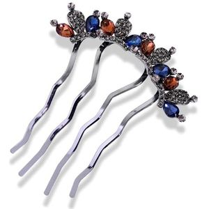 9Cm Crystal Bloem Haar Kam Bruiloft Haaraccessoires Banket Pauw Vlinder Haar Clip