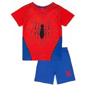 Marvel Spiderman blauwe en rode pyjamaset voor jongens | Kids Spiderman Spider Suit T-shirt en korte korte broek PJ's | Web-Slinging Adventure Design | Officiële Marvel-merchandise | Perfect cadeau
