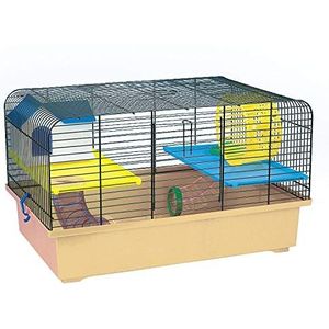 Decorwelt Hamsterstokken, beige, buitenmaten, 49 x 32,5 x 29 cm, knaagkooi, hamster, plastic kleine dieren, kooi met accessoires