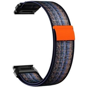 ANBEST 22 26 MM nylon horlogeband geschikt for Garmin Fenix ​​7/7Pro/7X/6X/6 Pro/5X/5 Plus/Epix/Instinct polsband vervangbare armband (Color : Blue Orange, Size : Quick fit 22mm)