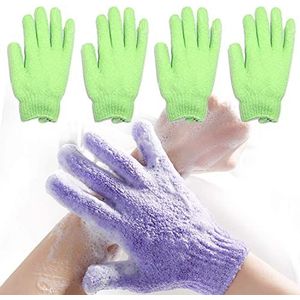 Exfoliërende Bad Loofah Handschoenen Body Scrub Waswanten Huid Massage Spons Handdoek Diepe Reiniging Dode Huid Borstel Scrub Luxe Spa Zwaar Met Lanyard Scrubber 2 Paar (lichtgroen)