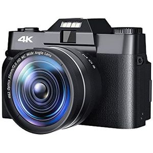 Videocamera, 48MP digitale fotocamera for fotografie 3""Flip Screen Selfile Camcorder 4K Stream Macro Lens Streaming Video Camera(NO TF Card,With Lens)