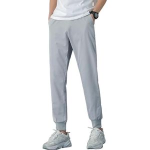 JINYANGHU Zomerse koele trainingsbroek voor mannen, vochtafvoerende grote elastische sportbroek, casual koord lichtgewicht ademende jogger sportbroek (Color : Drawstring Grey, Size : 3XL)