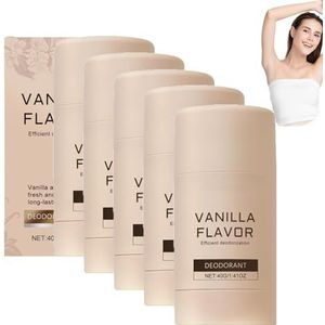Vanilla Body Deodorant Stick, Vanilla Skin, Natuurlijke navulbare deodorant, Kokos- en vanillegeur, Langdurige bescherming - Geschikt voor vrouwen, natuurlijke Deodorant Stick (5 STÜCKE)
