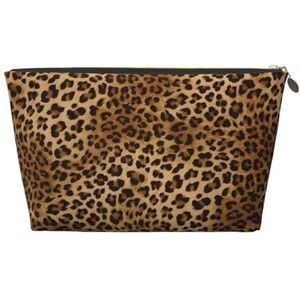 CRJSYCBYB Leuke Luipaard gedrukte Lederen Reizen Toiletry Bag Draagbare Kosmetische Tas Clutch Bag, Goud, Eén maat