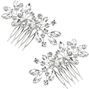 Xushengsheng Bruids haarkam, 2 kristallen bezaaid strass bruiloft haarkammen, sprankelende bruids haaraccessoires