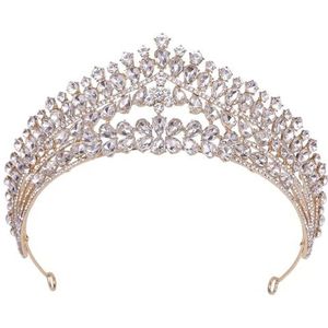 Prinses tiara kroon met strass steentjes - tiara voor bruiloft feest bruidsmeisje, Kunststof, Geen edelsteen