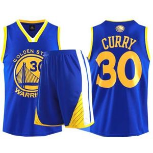 LUVYIMO - Basketbalset - Blauw - Mouwloos Sportshirt met Shorts voor Kinderen