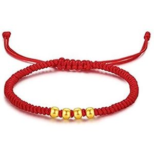 Armbanden met kralen Gouden kralen armband Lucky Charms armband for vrouwen mannen sieraden geschenken armband verstelbaar aantrekken welvaart geluk Cinnaber (Color : Jade)