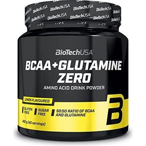 BioTechUSA BCAA + Glutamine Zero | 40 porties | Veganistisch | Suikervrij | Glutenvrij | Verhouding BCAA's 2:1:1 | 480 g | Citroen