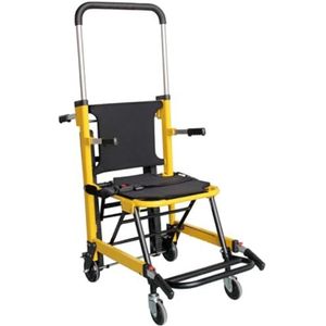 Emergency Stair Chair, 4 Wheels Light Weight Transport Chair with Quick Release Buckles, Emergency Evacuation Medical Lift Chair, Sturdy Folding Chair for Elderly,Geel