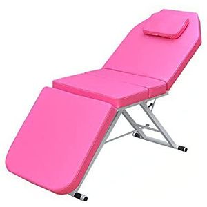 Froulaland Inklapbare cosmetica-ligstoel, massagetafel, behandelingsligstoel met 3 zones, ergonomische massagetafel, in hoogte verstelbaar, 3 zones, inklapbaar met en hoofdsteun (roze)