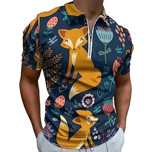 Kleurrijke Fox Polo Shirt voor Mannen Casual Rits Kraag T-shirts Golf Tops Slim Fit