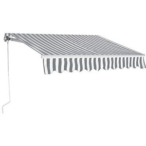 COSTWAY Zonneluifel, 3 x 2,5 m, zonneluifel, balkonluifel, terrasluifel, klemluifel met zwengel voor balkon en veranda (grijs en wit)