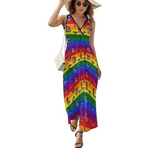 LGBT Lange jurk voor dames, mouwloos, maxi-jurk, zonnejurk, strand, feestjurk, avondjurk, maat M