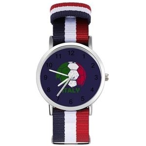 Italiaanse Vlag Voetbal Casual Heren Horloges Voor Vrouwen Mode Grafische Horloge Outdoor Werk Gym Gift