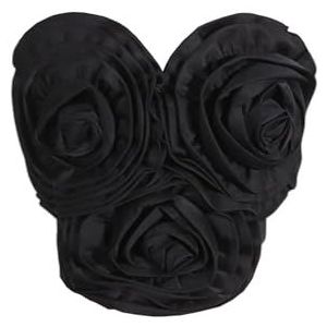 CakfLjkhl 3D Flower Bandeau Top voor dames Strapless Mouwloos Slim Fit Y2k Uitgaan Cropped Tube Tops,zwart,L