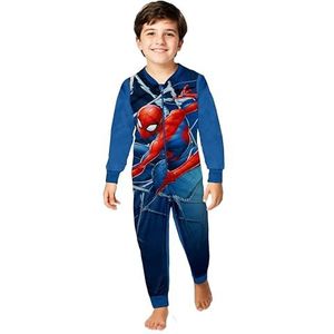 Marvel Spiderman jumpsuit voor jongens - overall kinderpyjama pyjama lange mouwen blauw, blauw, 110-116
