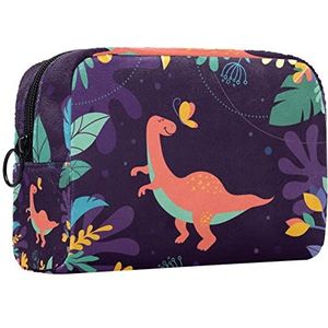 Cosmetische tas voor dames,kleine make-uptas voor portemonnee,Cartoon tropische dinosaurus,Cosmetische reistas,make-uptasje