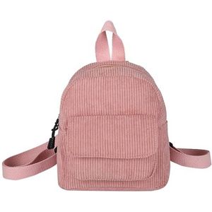 Trendy rugzak | Kleine corduroy studenten boekentassen | Modieuze laptoptas, lichtgewicht tienermeisjes schooltassen voor student terug naar schoolbenodigdheden, roze, Refer to description