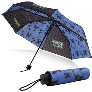 Minecraft Kinderparaplu, opvouwbare doorzichtige koepel of telescopische reisparaplu (Blauw)