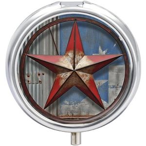 Draagbare Pillendoos Pil Case Amerikaanse Wastern Texas Star Reizen Pillendoos Kleine Pil Case Dagelijkse Pil Container Pil Organizer Pocket Geneeskunde Doos Leuke Pil Case