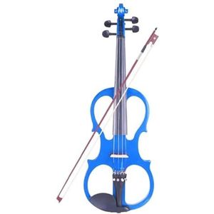 Viool Set 4/4 elektrische viool, volledig lindehout, viool, snaarinstrument, kabelaansluiting, stil (Color : Blue)