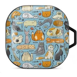 World Cats Day oordopjes hoesje compatibel met Samsung hard shell beschermhoes zwart-stijl