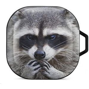 Schattig wasbeer oordopjes hoesje compatibel met Samsung hard shell beschermhoes zwart-stijl