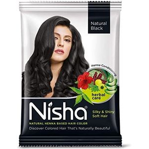 Nisha Natuurlijke haarkleur op basis van henna (natuurlijk zwart) 10GM Pack van 10