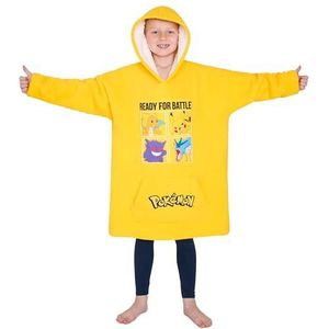 Pokémon Hoody voor jongens, trui, plaid, kinderen, poncho, plaid, oversized, fleece, Pikachu, kinderen, jongeren, eenheidsmaat, Geel, Eén maat