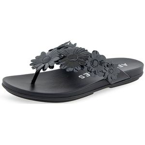 Aerosoles Farrah platte sandaal voor dames, Zwart lakleer kunstleer, 41 EU