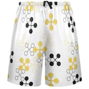 LI ZHI XIN Herenpyjamabroek, korte pyjamabroek, zomer casual shorts, elastische tailleband met trekkoord, rechte losse pasvorm met 2 zakken, S-XXL geometrische patronen, Meerkleurig, S
