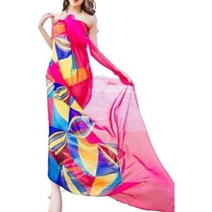 Badpak voor dames, bloemenpatroon, sexy chiffon, bikini cover-up strand, zwemkleding, sjaals sarong, wrap badpak dames zee (rood)