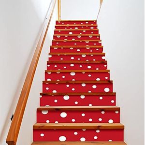 Wit Rood Stippen Trap Sticker Peel En Stok Trap Riser Decals Verwijderbare Zelfklevende Trap Decor 2 Set