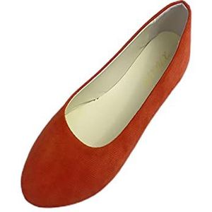 Dames ballerina's pumps, comfortabele Dolly schoenen dames suède puntige teen bruids platte schoenen slip on comfort wandelen ballerina schoenen, Oranje, 39.5 EU