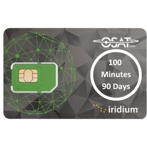 OSAT Iridium Satelliet SIM-kaart + 100 prepaid minuten voor 90 dagen | Wereldwijde dekking | Betrouwbare communicatie | Werkt met Iridium-apparaten | Noodgebruik en extern gebruik