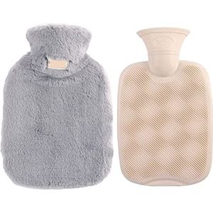 OIFAODAO, Heetwaterzak, warmwaterkruik met zachte hoes Klassieke warmwaterzak for warm houden in de winter/roze,Warmwaterkruik(Light Gray)