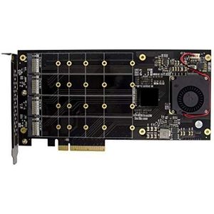 PCIe 3.0 X4 PLX8724 naar 4 Poort M.2 NVMe SSD Adapter Uitbreidingskaart Quad Mkey Nvme naar Pci-E Converter voor PC 32G/bps win10 linux
