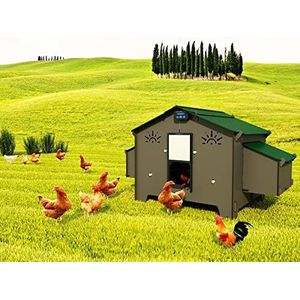 Groot kippenhok voor 20 legkippen Polly Chalet 4XL grijs met 4 zitstokken en 4 nestplaatsen voor buiten, veilige deur tegen roofdieren (handmatig), mijtdicht, rood (Made in Italy)