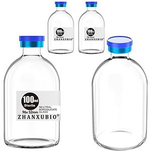 ZHANXUBIO Steriele lege flesjes met zelfgenezende injectiepoort en aluminium plastic dop, steriel pakket (100 ml helder 4 stuks)