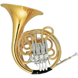 Franse Hoorn Voor Beginners 4-toetsen Dubbele Rij Messing Gelakte Gouden Body F/B Plat Dubbel Hoorninstrument Met Opbergdoos