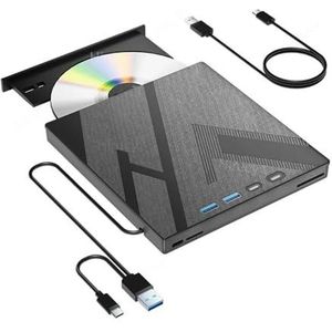 Externe CD/DVD-drive Met 4 USB-poorten En TF/SD-kaartsleuven Draagbare CD/DVD-schijfspeler, Brander, Lezer En Schrijver For Laptop-pc