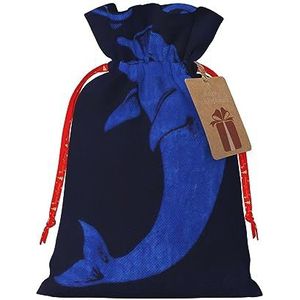 Blue Play Dolphin Print Vakantie Trekkoord Gift Zakken, Inpakzakken Zakken Xmas Cadeaus (Medium Klein)