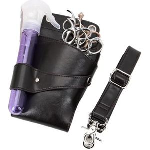 PXAMORTEL Kapperstas Kappersschaartas Pouch Haarstylist PU leren riem Holster Pouch for salonkam Kappersgereedschapsset Lichtgewicht multi-pocket kapperstas(Black)